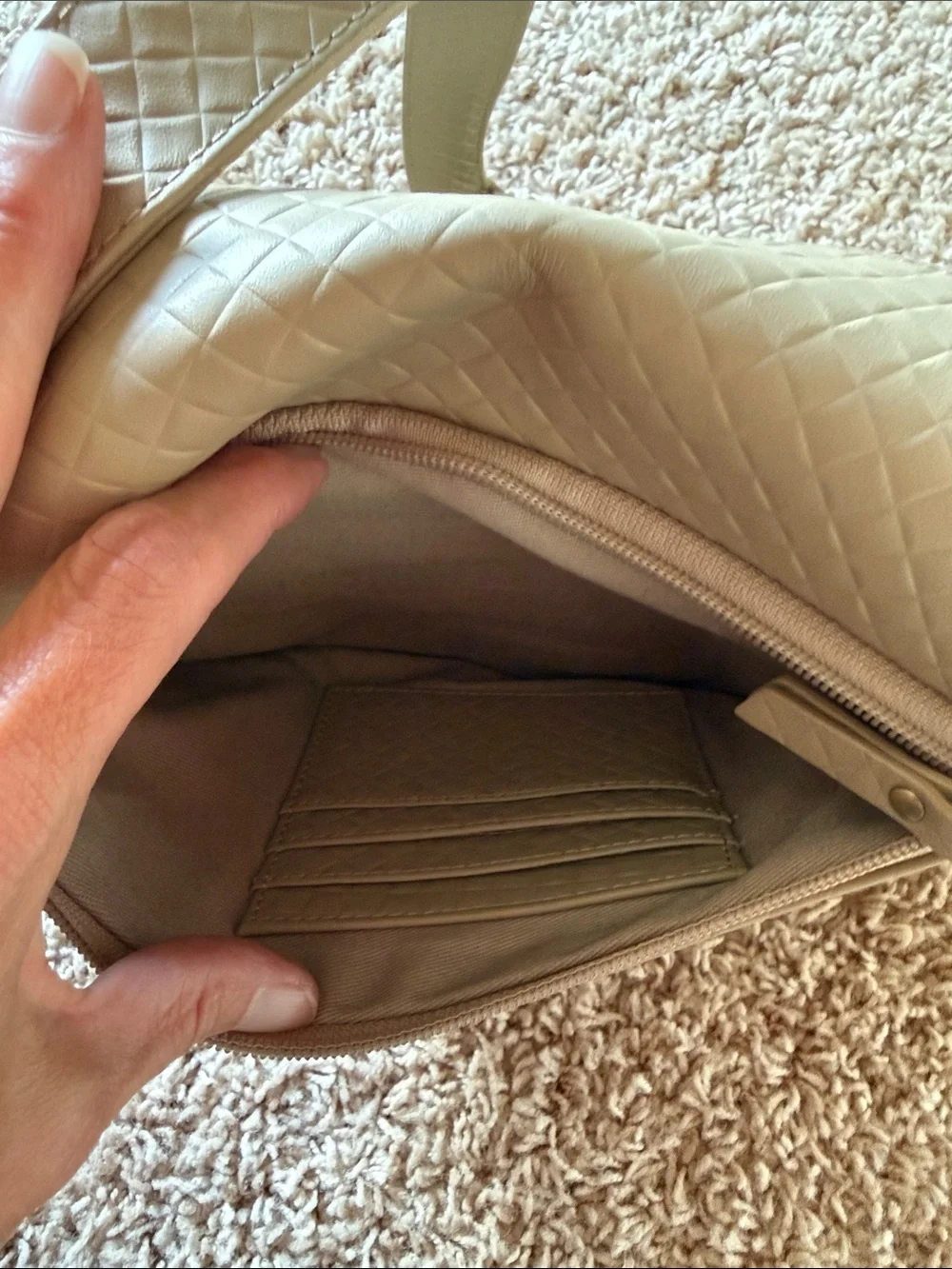 Tan leather sling bag